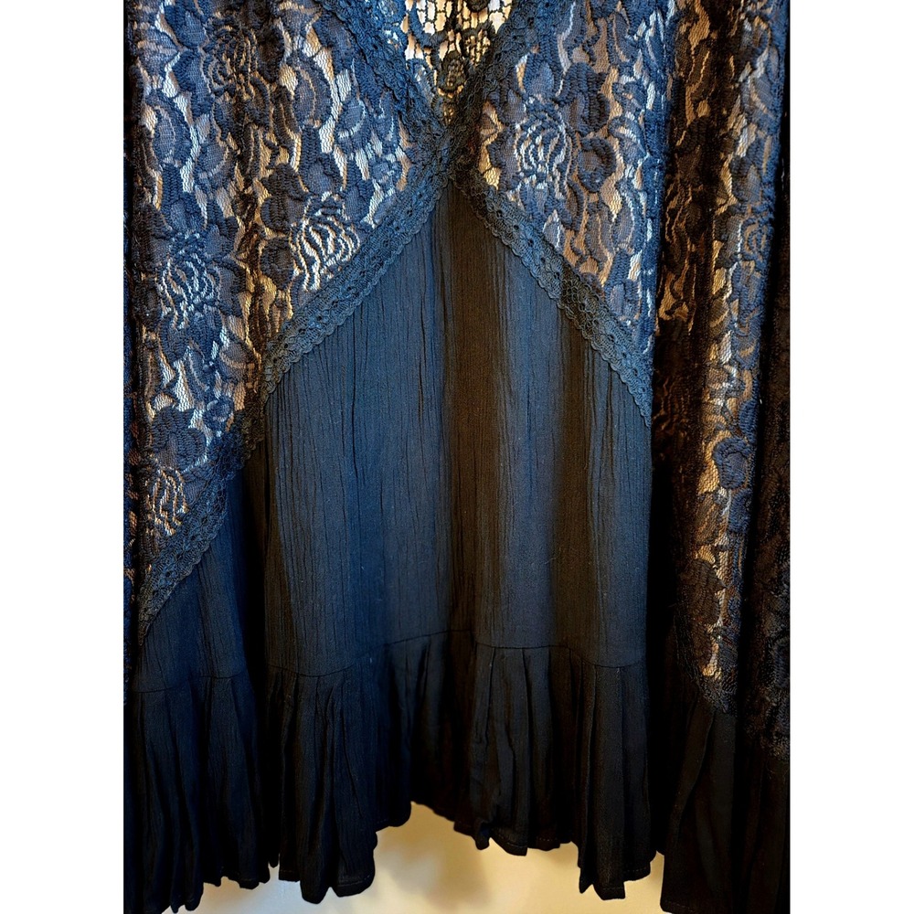 Torrid Whimsygoth Black Crinkle Gauze Lace Trapeze Dress Sleeveless Size 1, L/XL - Picture 4 of 14